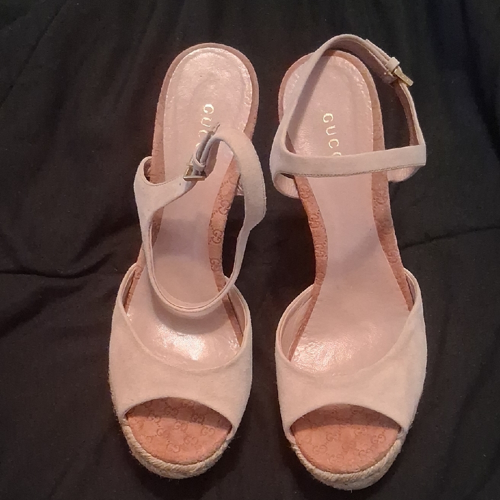 Gucci Women's Cream Wedge Sandals